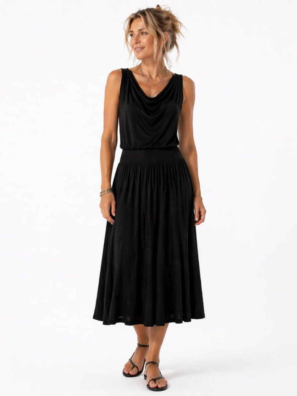 Maeve Anthropologie Knit Midi Dress Black Sleeveless Minimalist Women XS